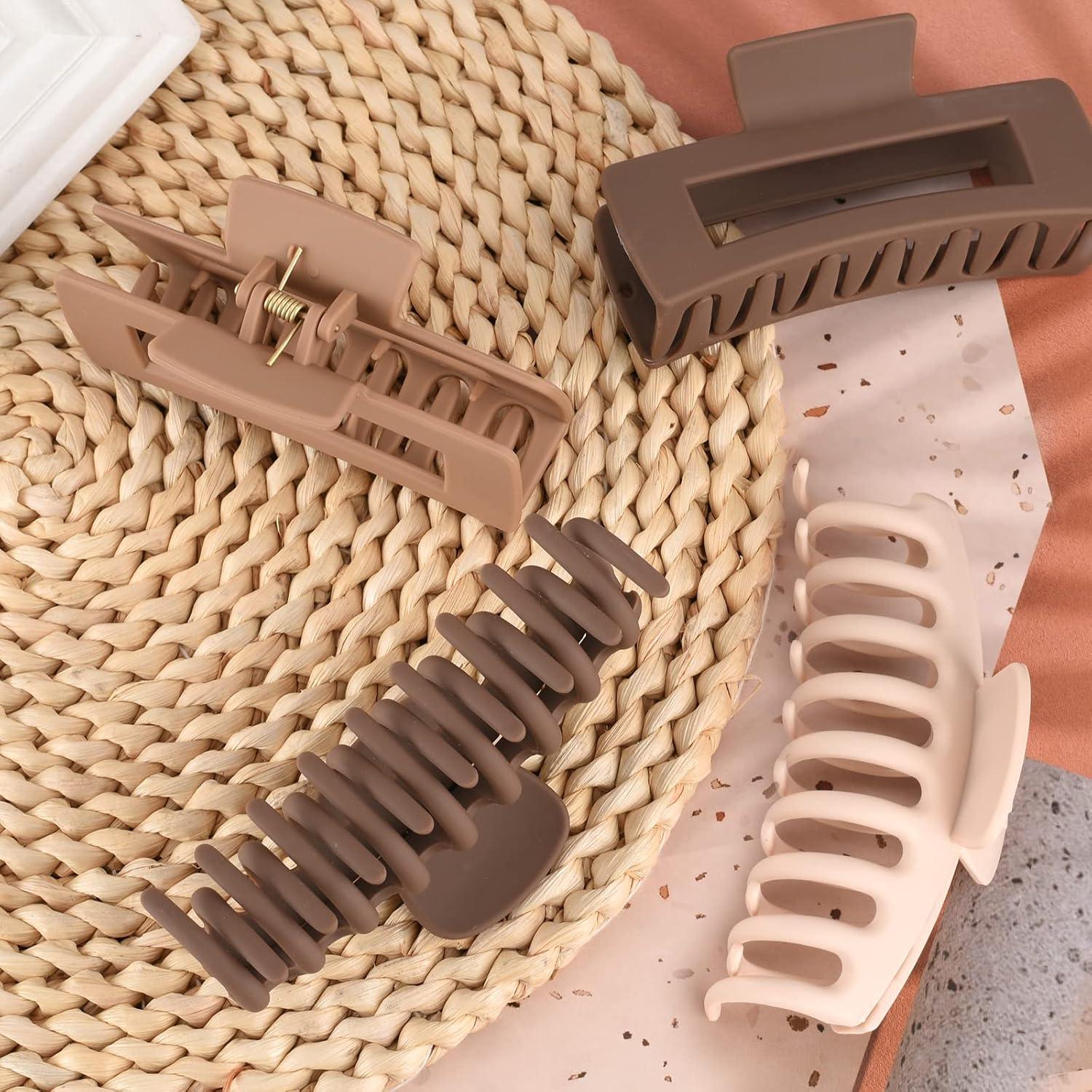 Pinzas para el cabello LuSeren grandes 11x4.7x5 cm colores neutros