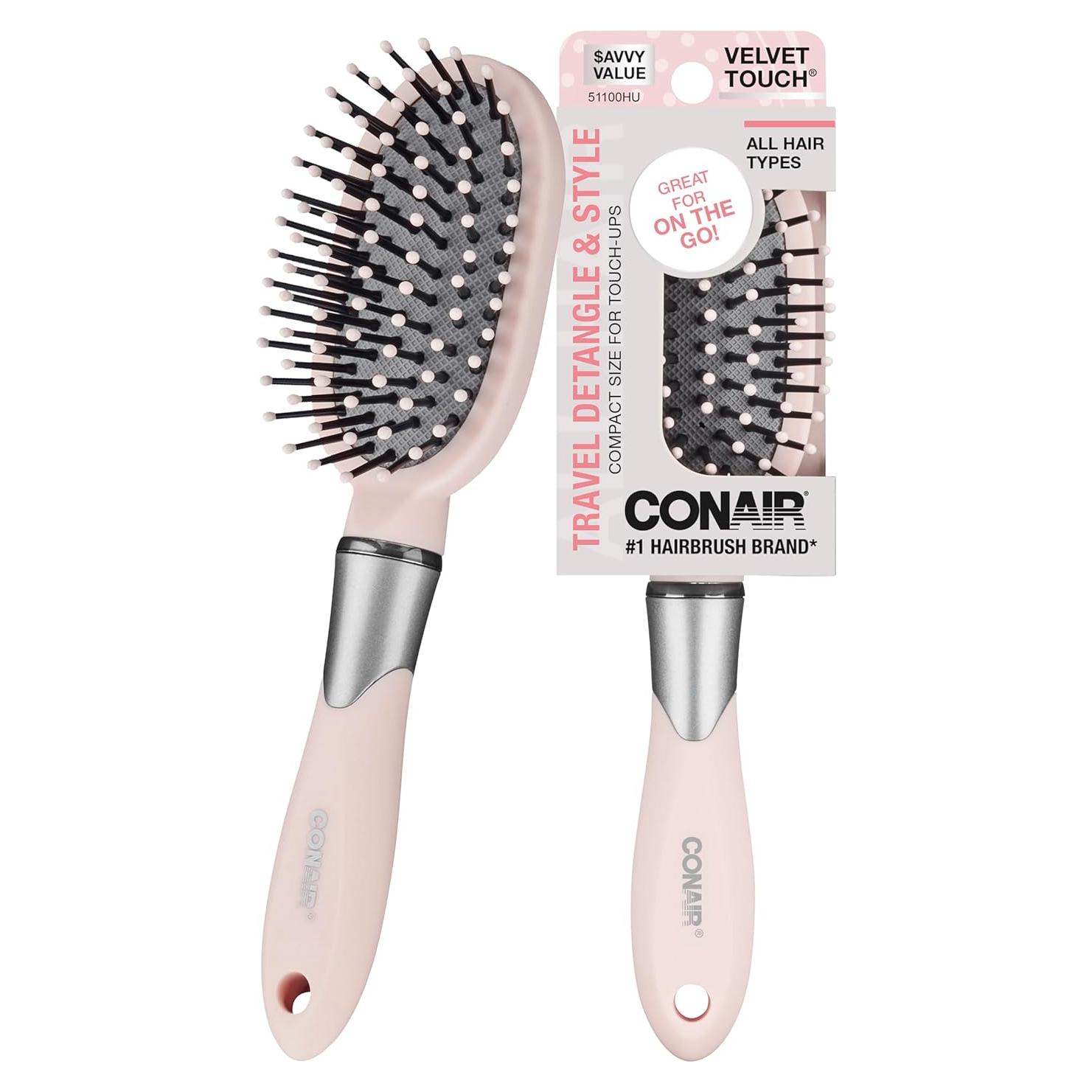 Cepillo de Pelo Ovalado Conair Velvet Touch - Rosa - 1 Cuenta