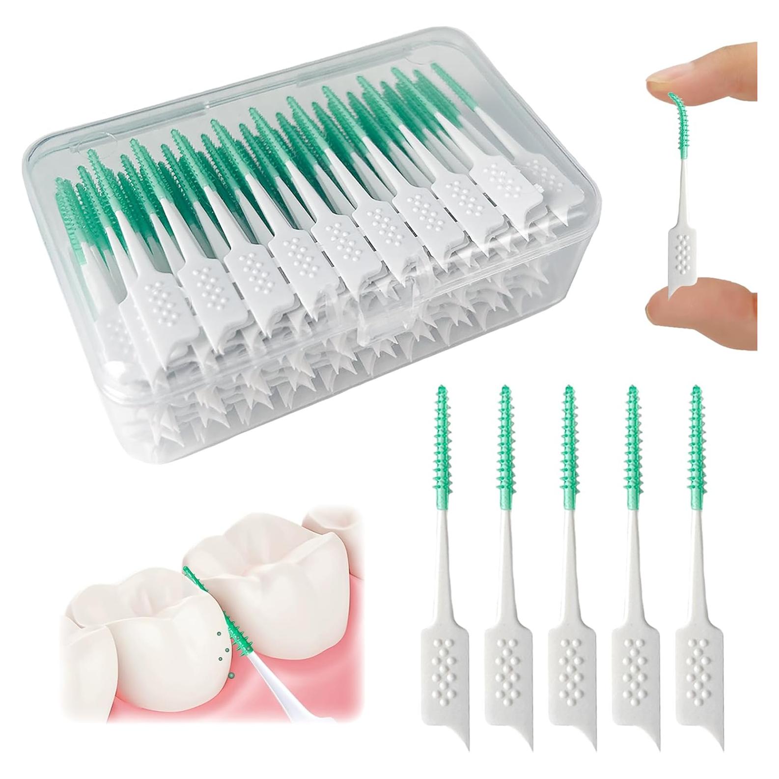 Palillos de Hilo Dental de Silicona Suave WQINX 160pcs Verde