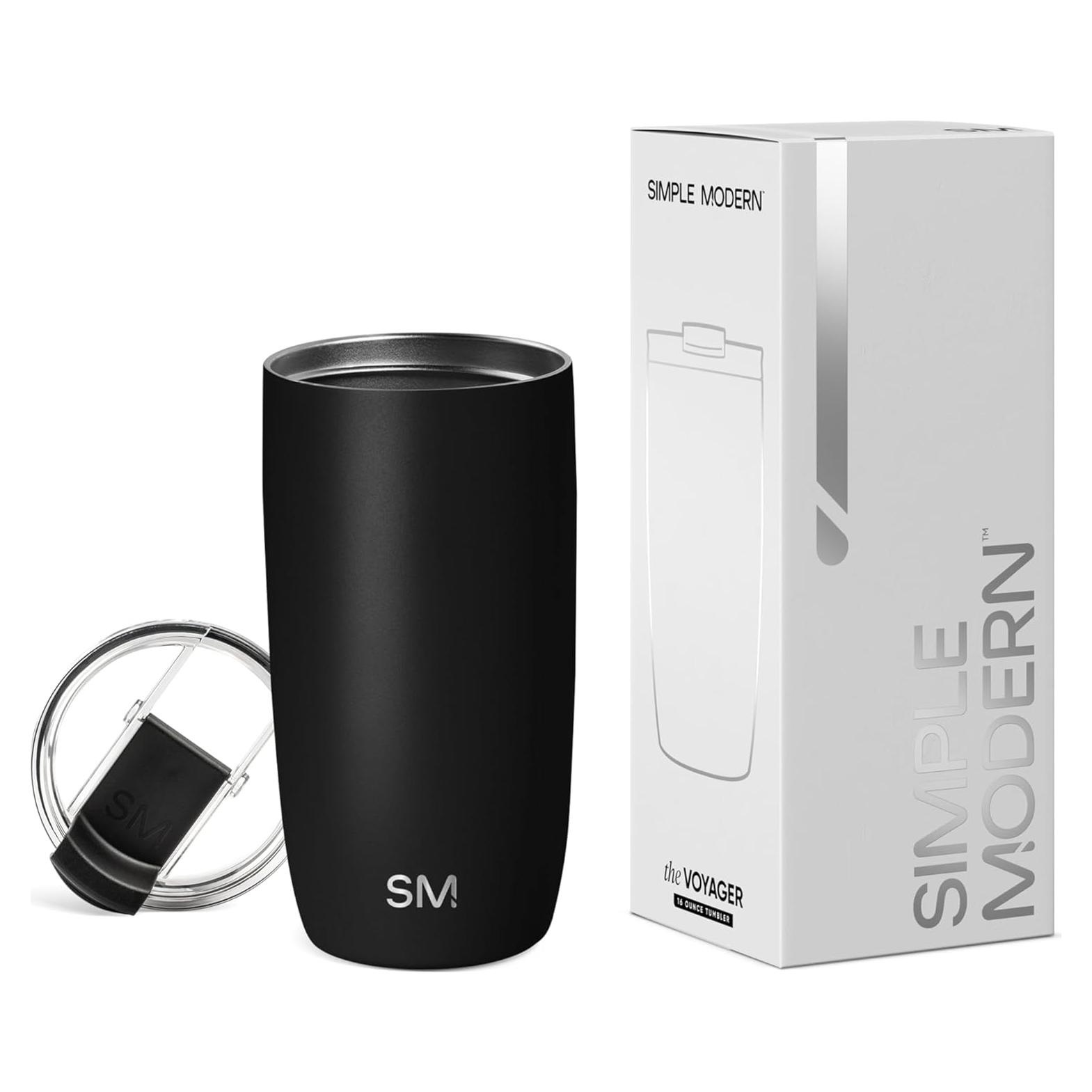 Taza de Viaje Simple Modern Voyager 16oz Acero Inoxidable Negro