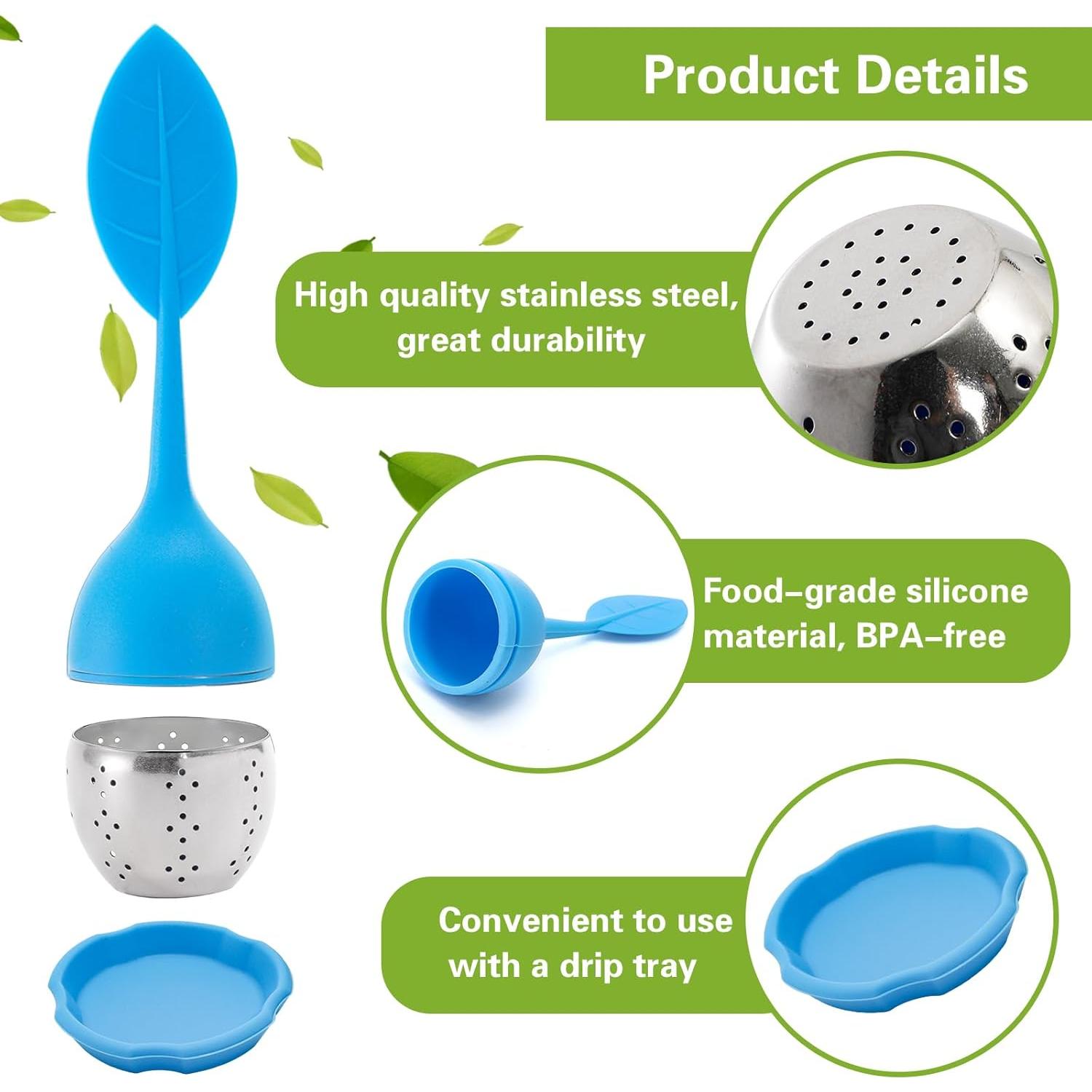 Infusores de Té de Silicona Bekith - 7 Piezas con Bandeja