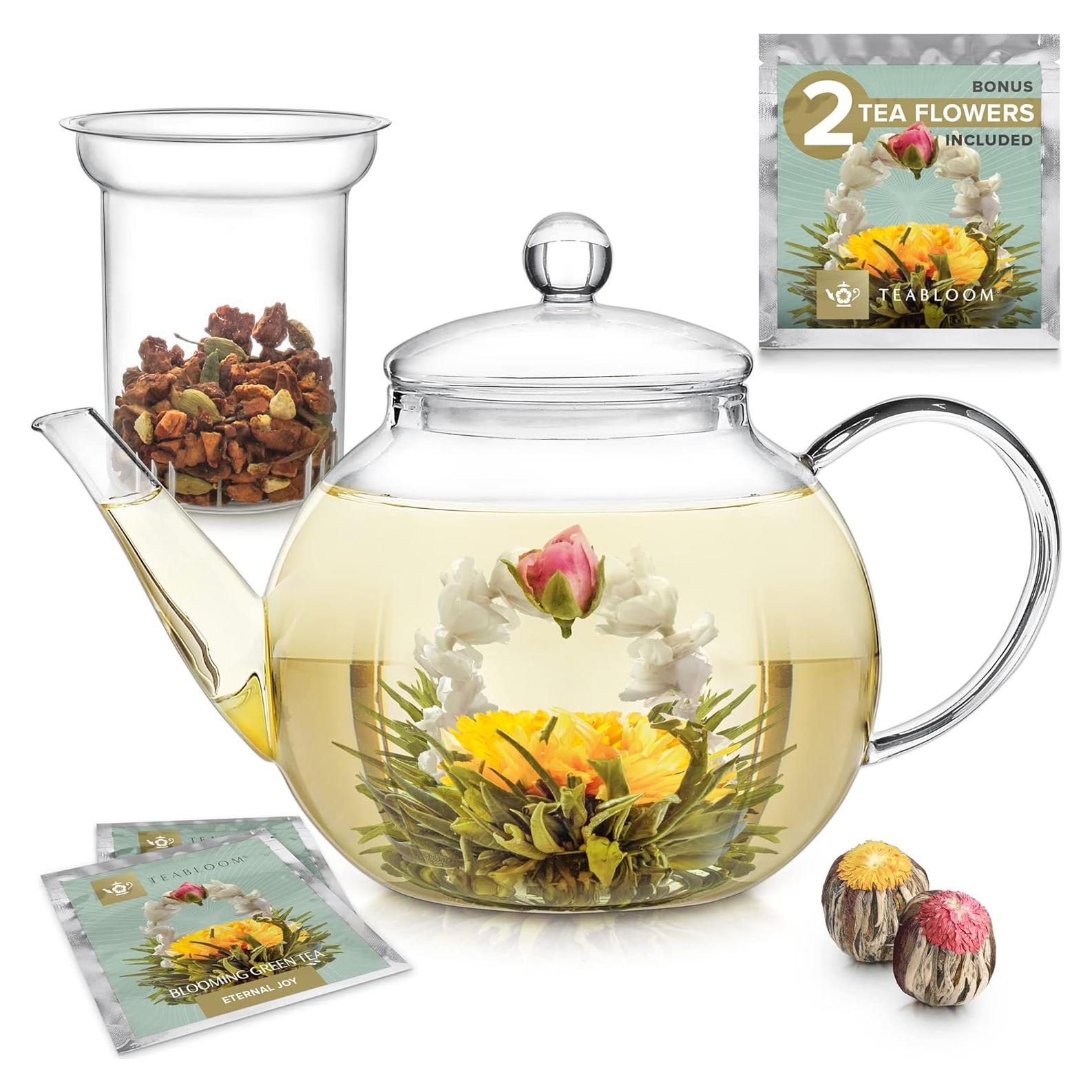 Tetera de vidrio Teabloom Celebration 1.0 L con infusor