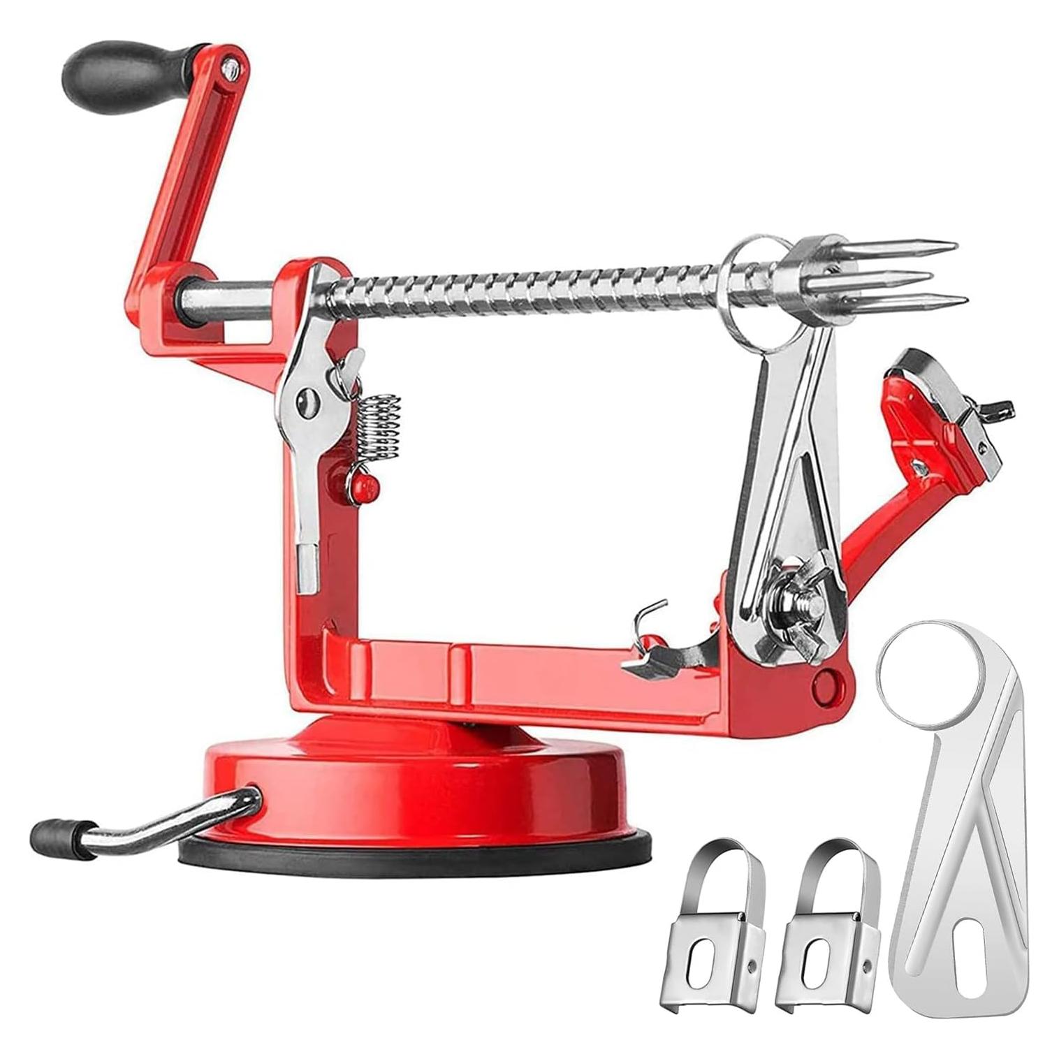 Pelador Cortador Descorazonador de Manzanas Femedo Rojo Acero Inoxidable