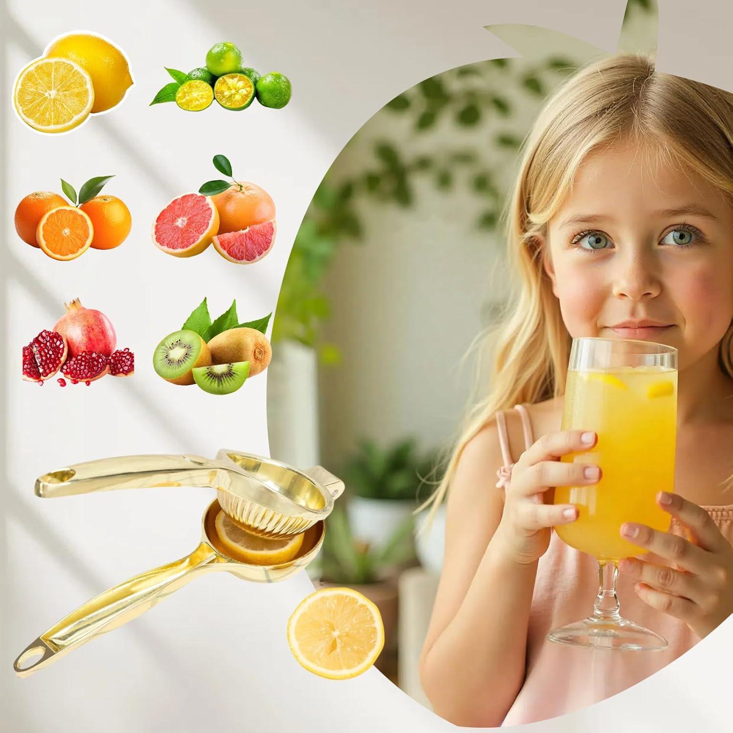 Exprimidor Manual de Limón Agirlvct de Zinc Oro 22.5x7.3cm