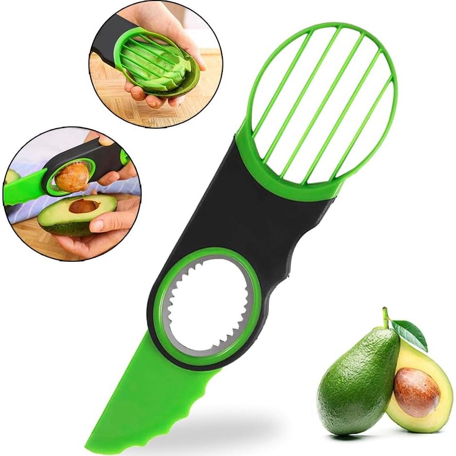 Cortador de Aguacate 3 en 1 Genérico Acero Inoxidable Verde