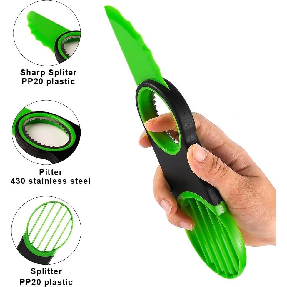 Cortador de Aguacate 3 en 1 Genérico Acero Inoxidable Verde