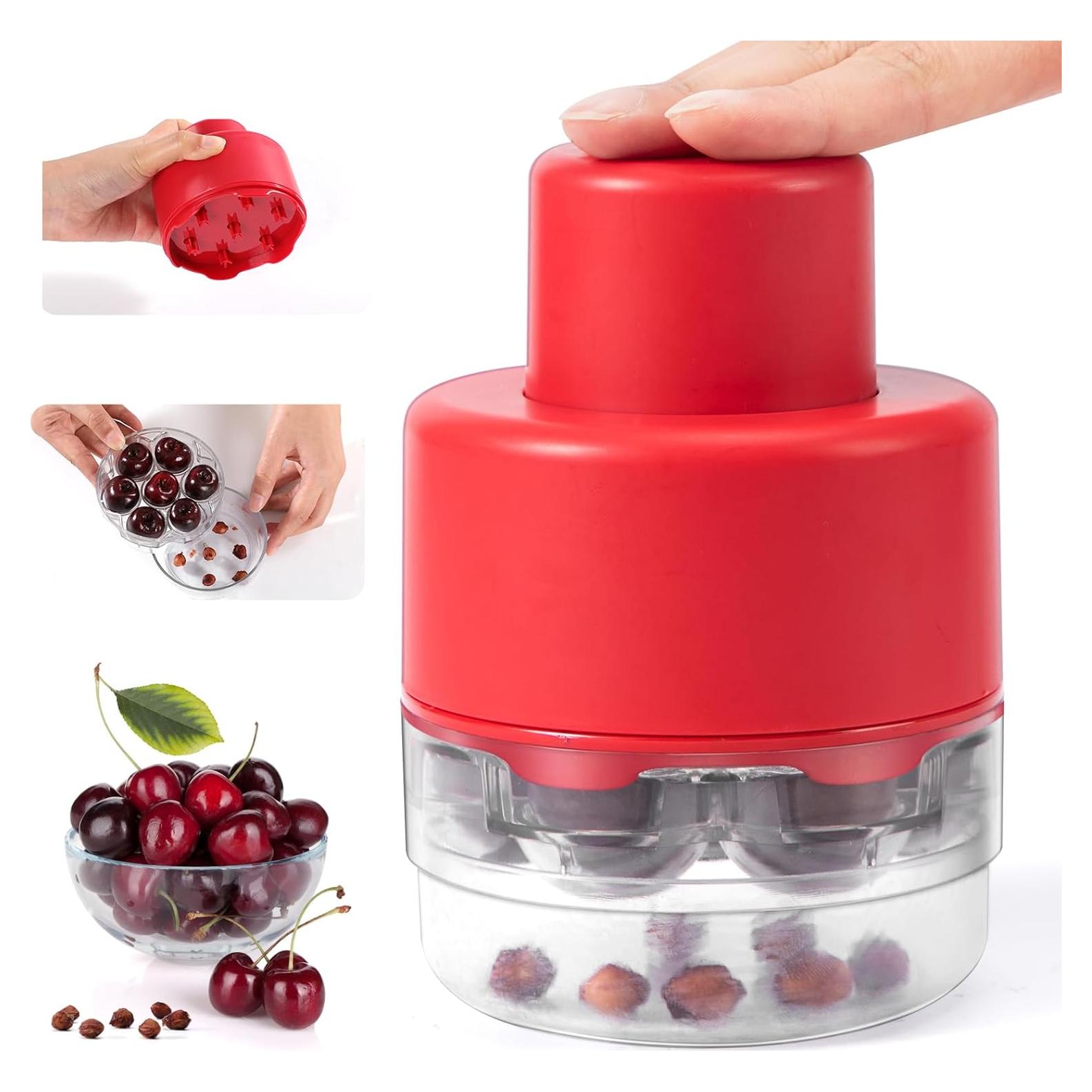 Deshuesador de Cerezas 7 en 1 SCHVUBENR Rojo - Ergonómico y Eficiente