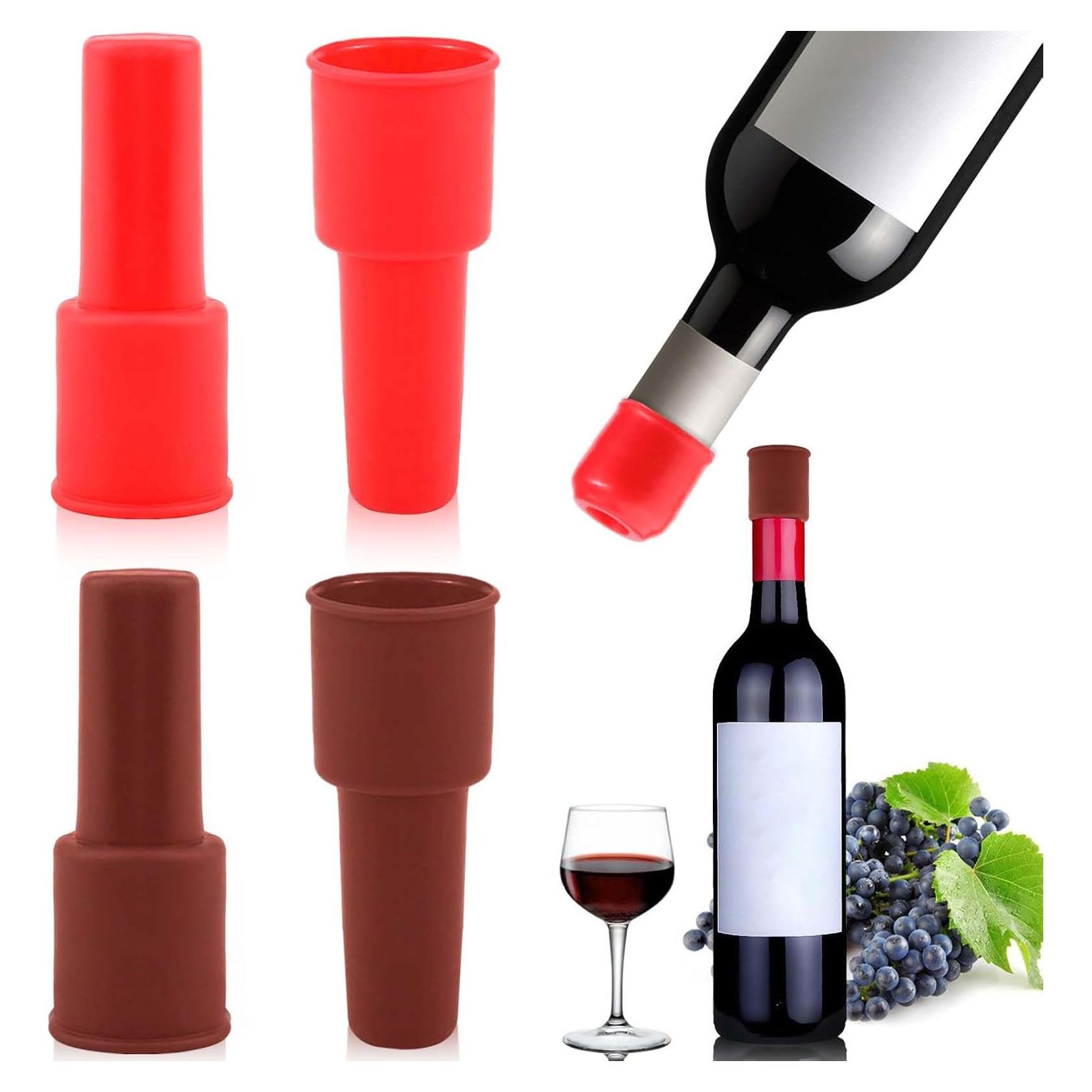 Tapones de Silicona para Vino Vodolo 4pcs Reutilizables