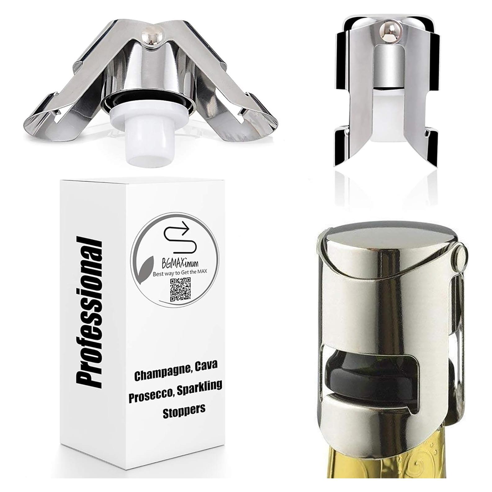 Tapones de Champagne BGMAX 3 Unidades Acero Inoxidable