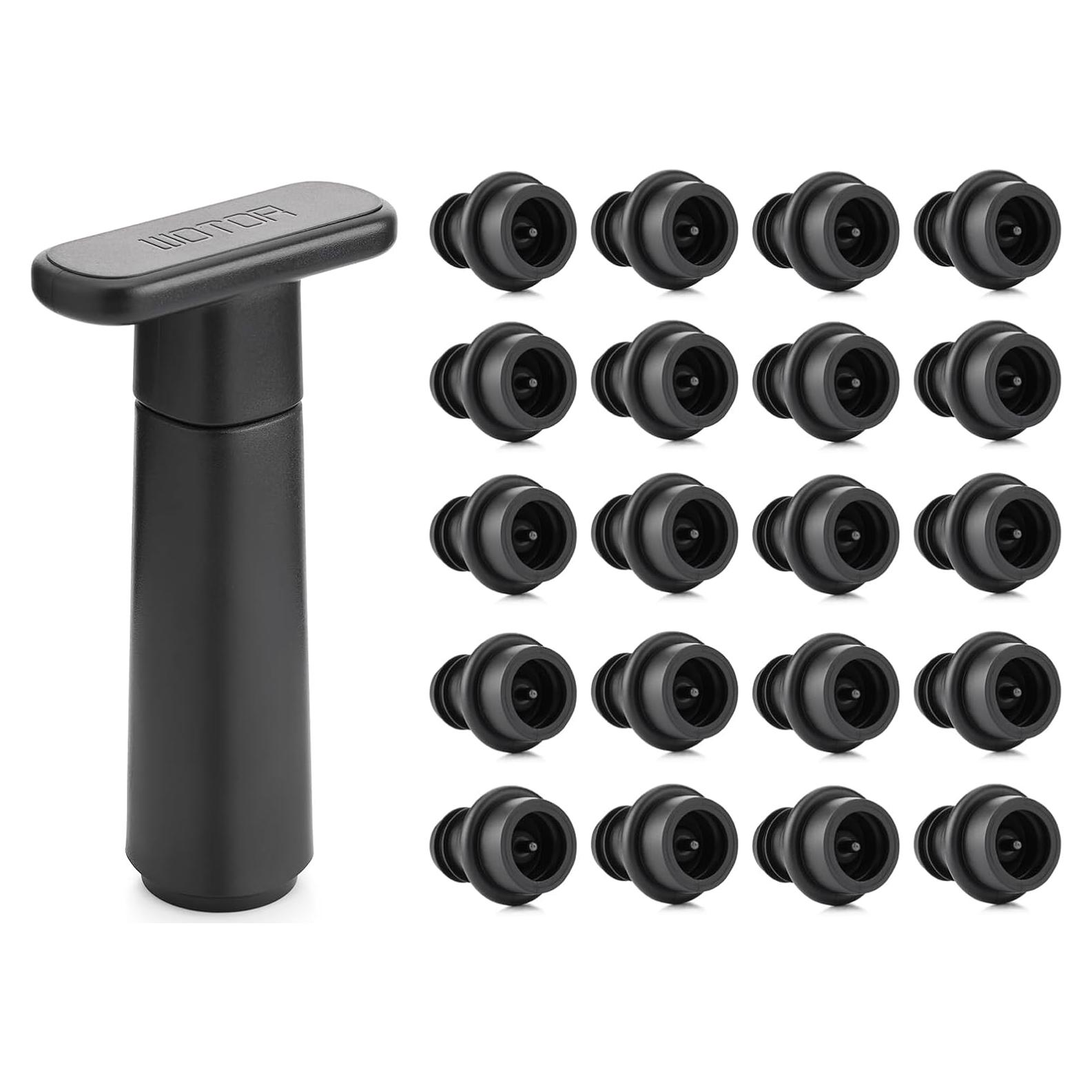 Bomba de Vacío para Vino WOTOR con 20 Tapones Reutilizables