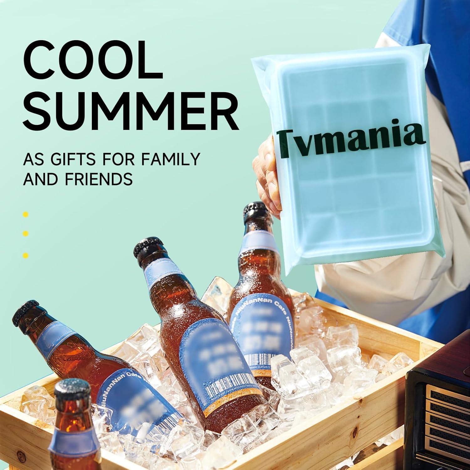 Juego de bandejas de hielo Tvmania 2 piezas silicona flexible