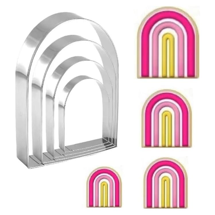 Juego de Cortadores de Galletas Arqueados ANCKNE 4 Piezas Acero Inoxidable