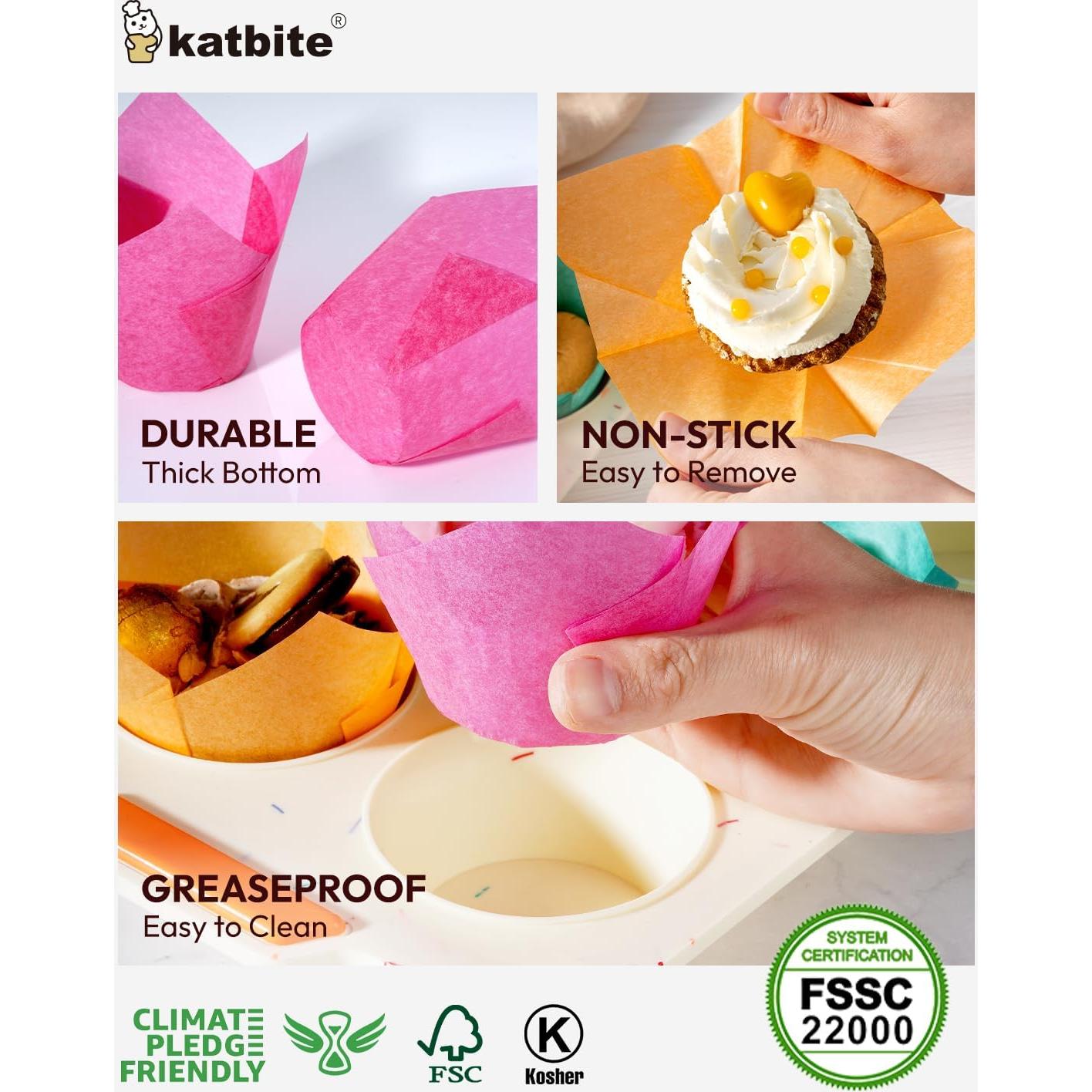 Moldes para Cupcake Tulip Katbite 200PCS Estándar Coloridos