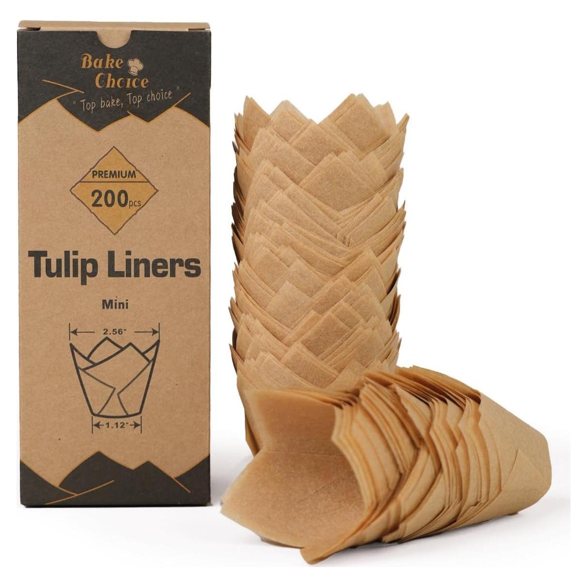 200 Mini Tuliperas Naturales Bake Choice para Cupcakes