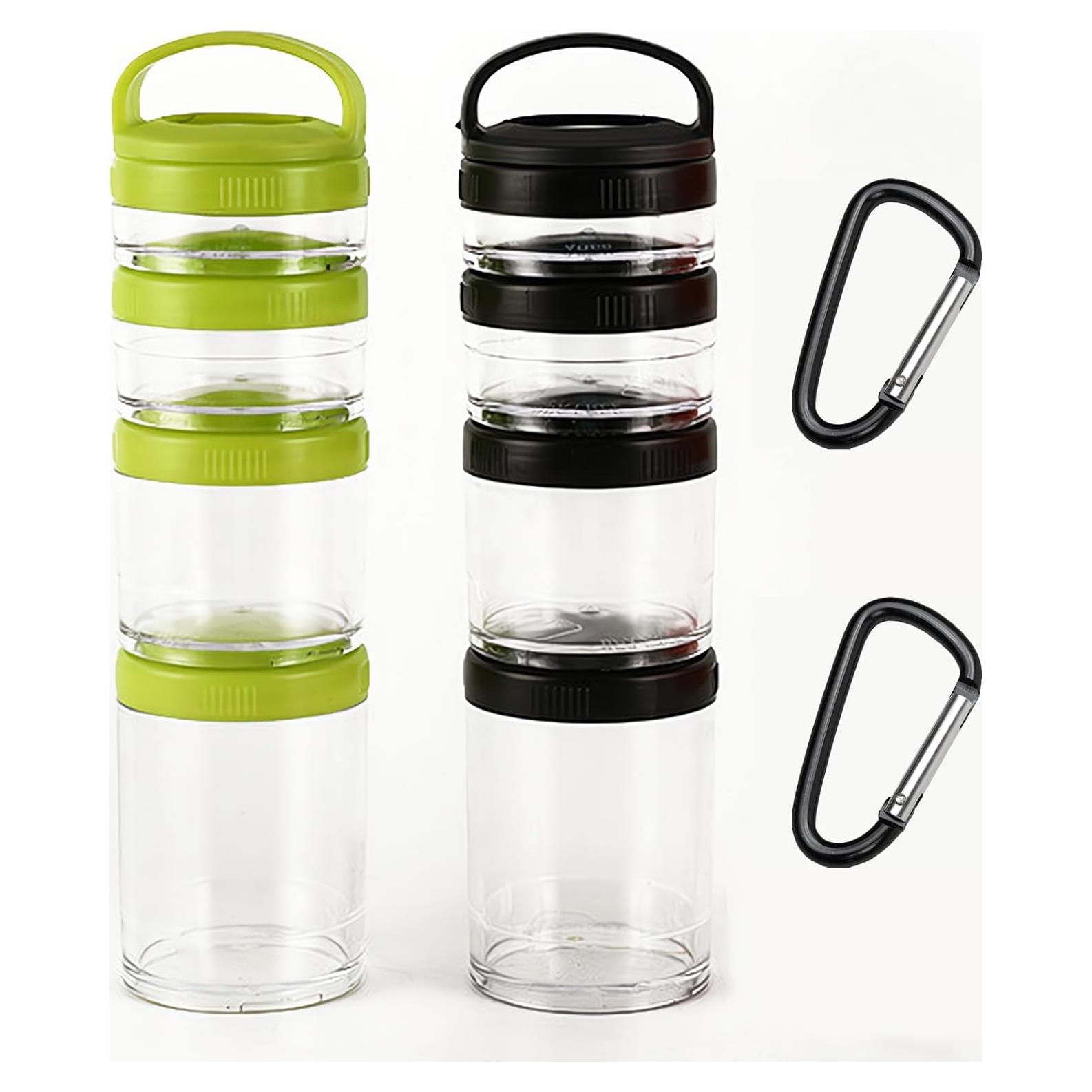 Contenedor Apilable para Snacks Manwetye 2PCS 350ml Negro Verde