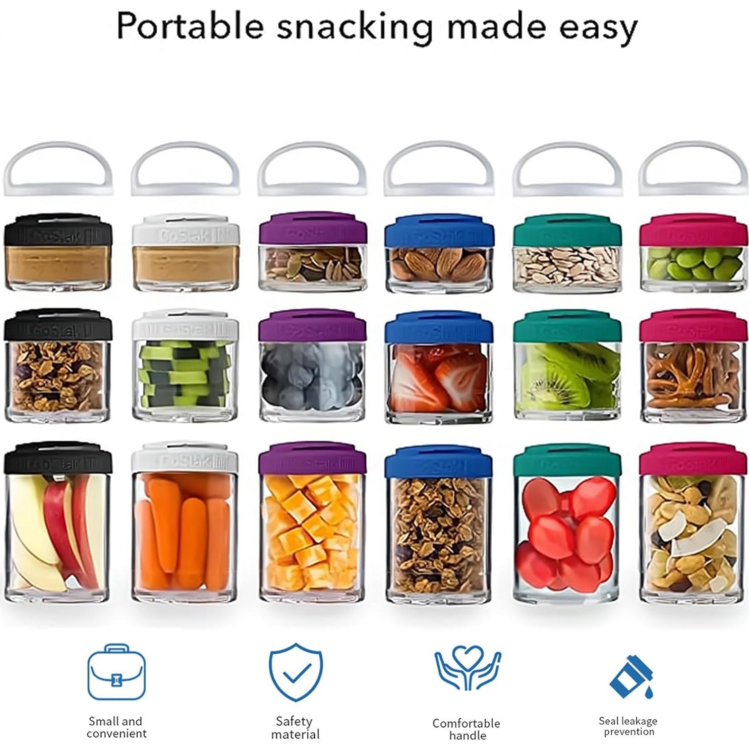 Contenedor Apilable para Snacks Manwetye 2PCS 350ml Negro Verde