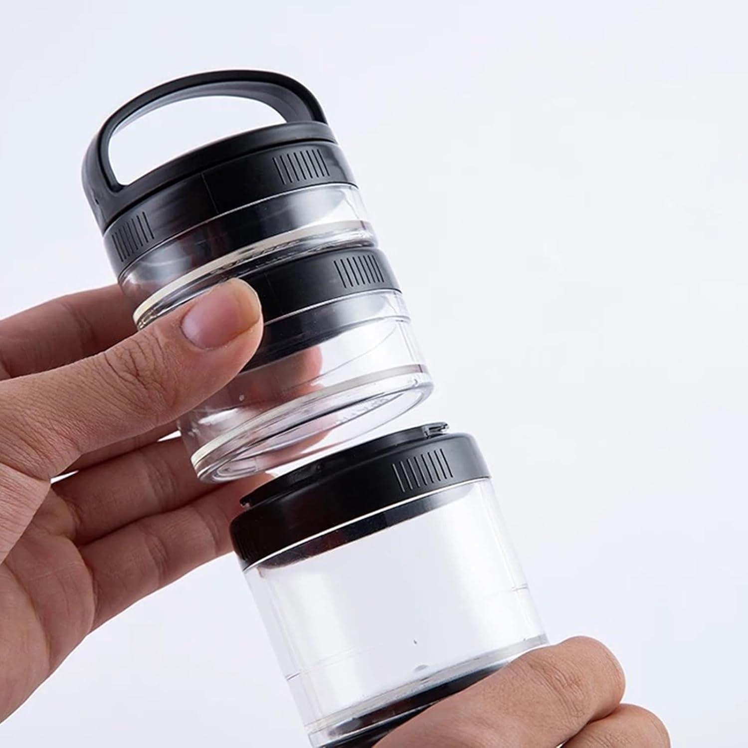 Contenedor Apilable para Snacks Manwetye 2PCS 350ml Negro Verde