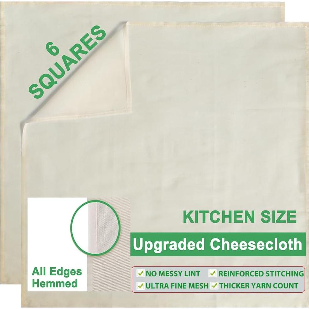 Paños de Queso Orgánicos YJL Grado 100, 6 PCS 50.8x50.8 cm