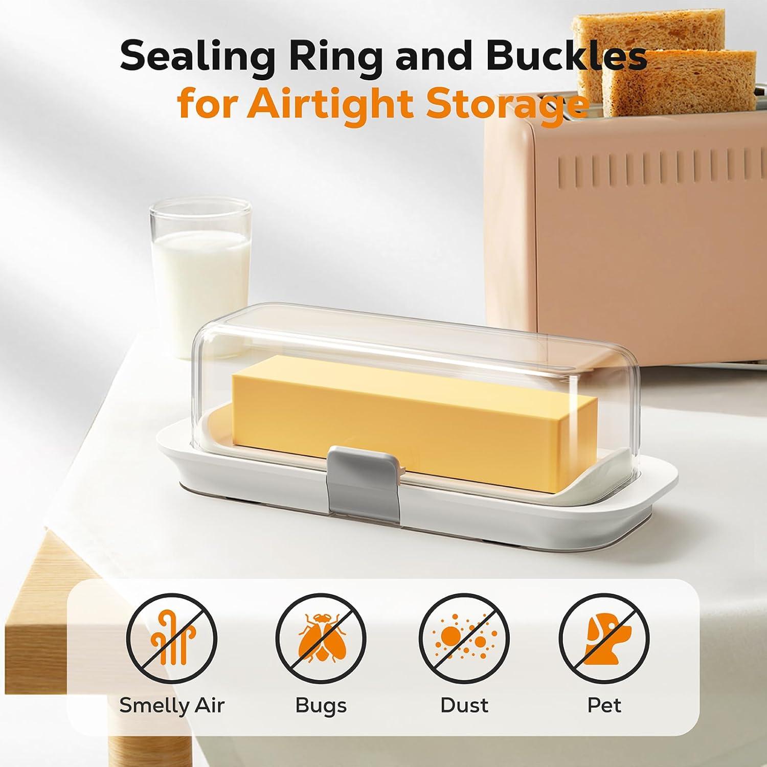 Plato para Mantequilla Hermético Pisol Blanco 20.4x8.4cm