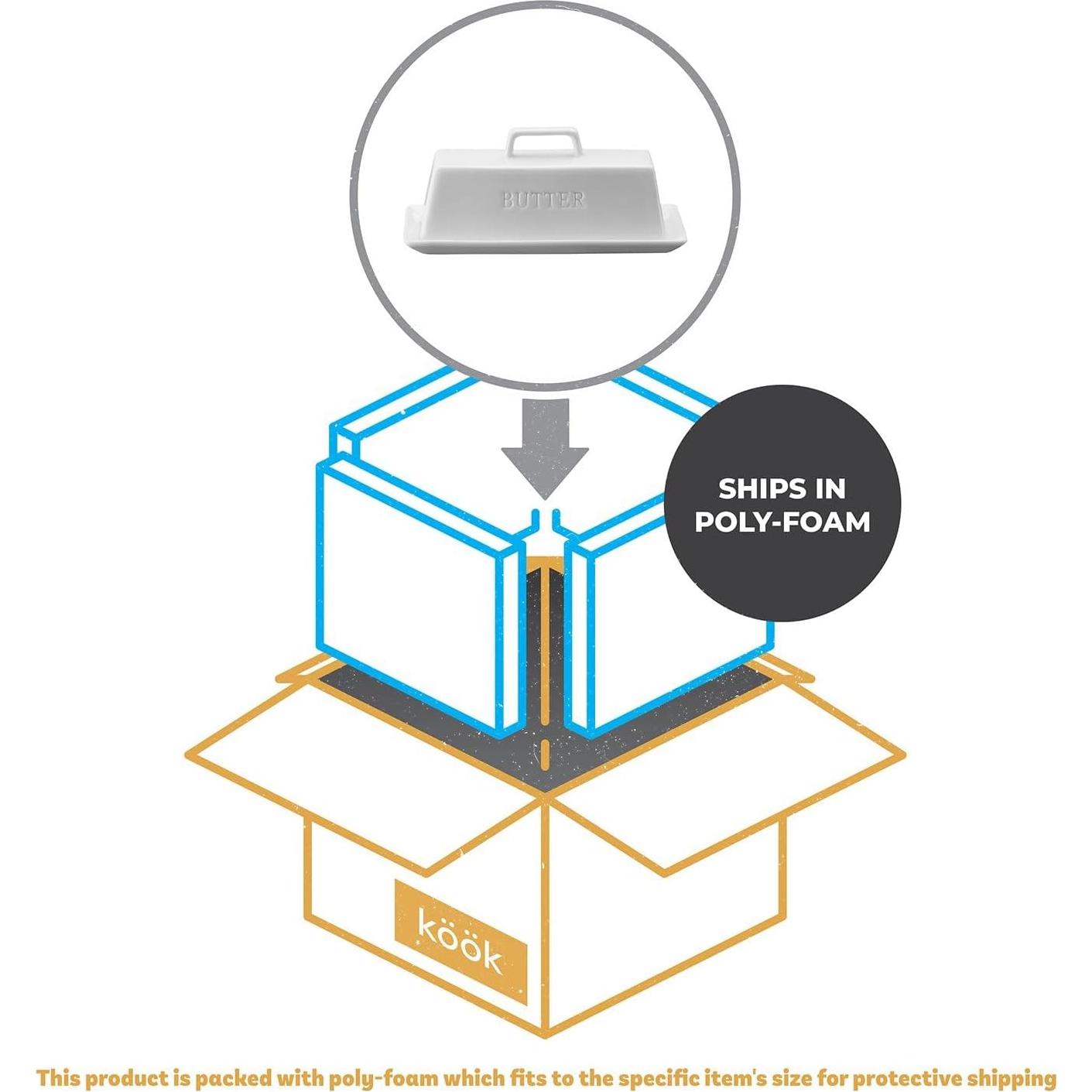 Plato para Mantequilla Kook Cerámica Blanco con Tapa 19x9.5cm