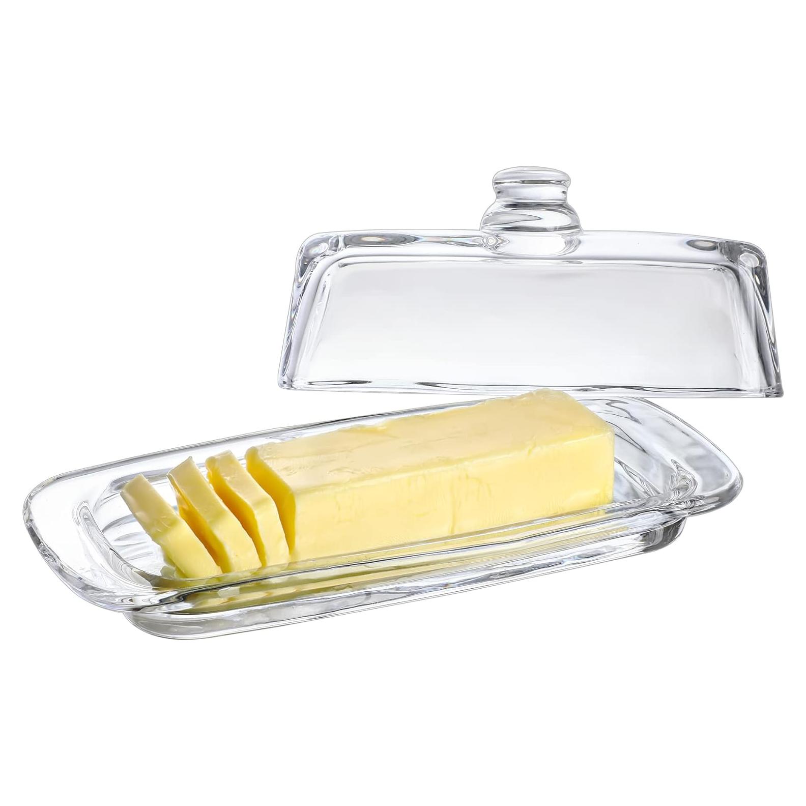 Plato de Mantequilla de Vidrio QFkris 20.3 cm con Tapa