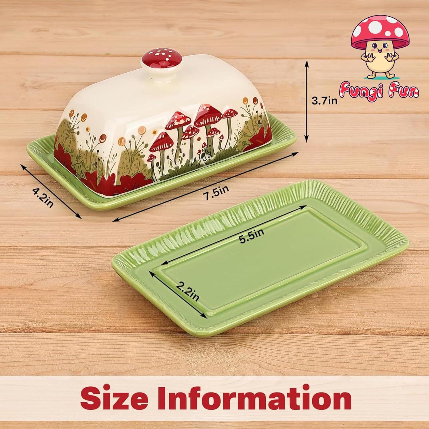 Plato de Mantequilla Hongo Cerámica Fungi Fun 20cm Blanco