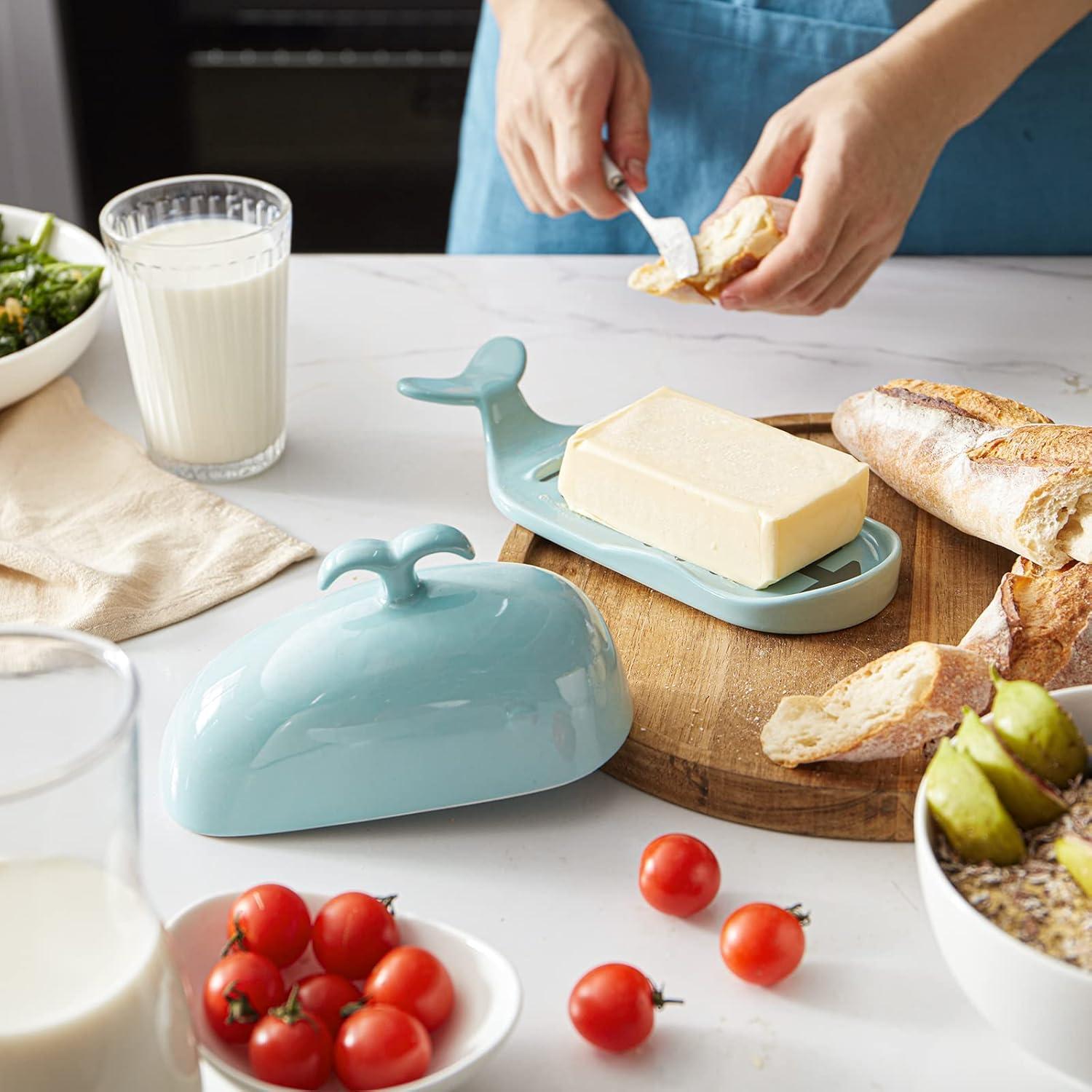 Plato de Mantequilla Ballena DOWAN Turquesa 22.86x8.89cm