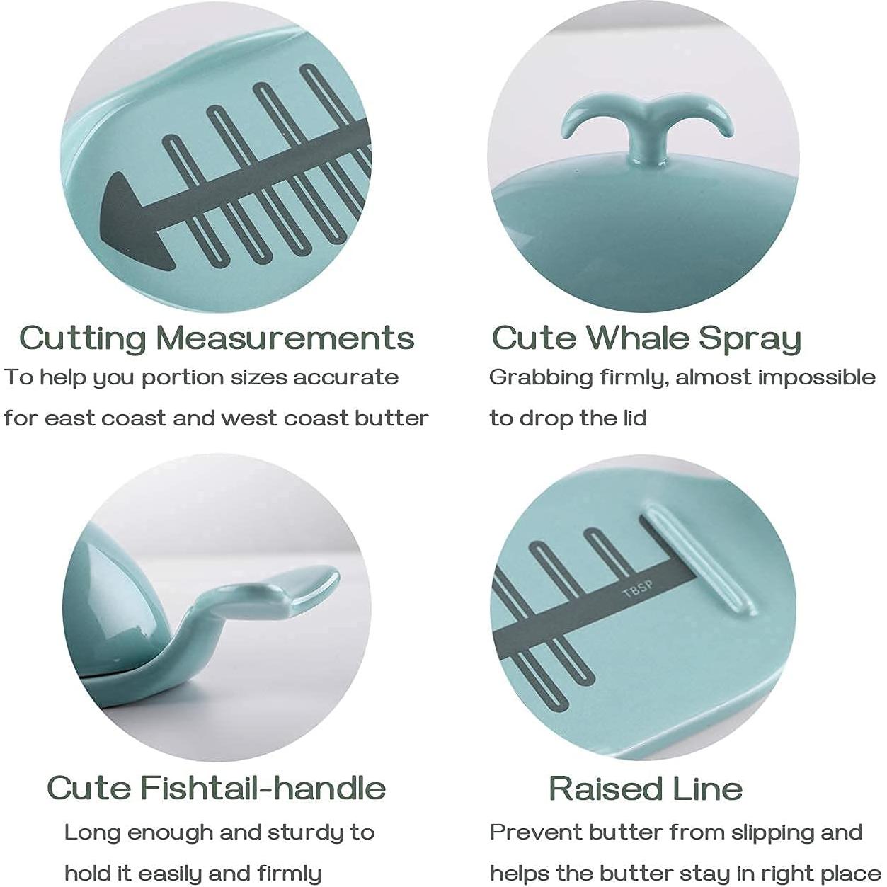 Plato de Mantequilla Ballena DOWAN Turquesa 22.86x8.89cm