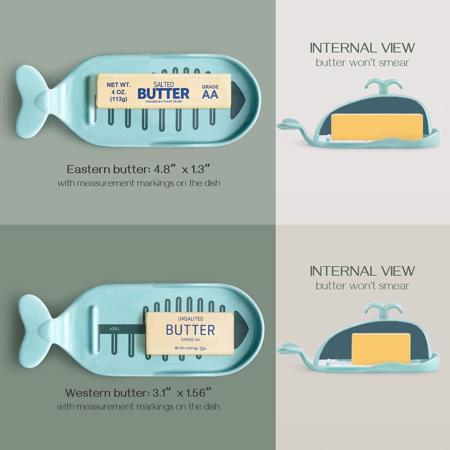 Plato de Mantequilla Ballena DOWAN Turquesa 22.86x8.89cm