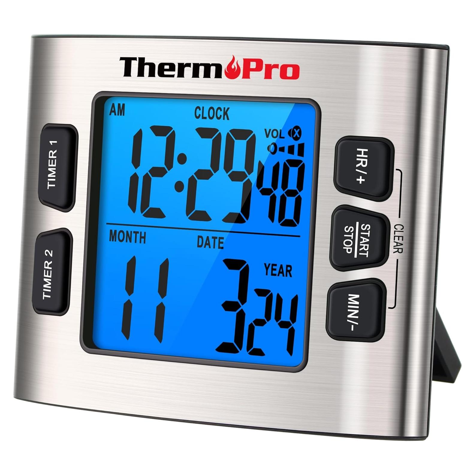 Temporizador Digital ThermoPro TM02 Acero Inoxidable 24h