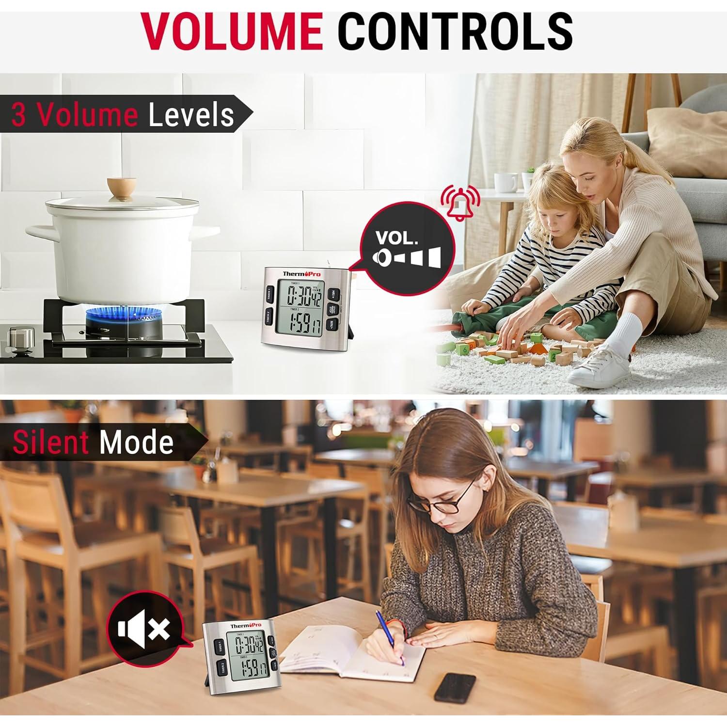 Temporizador Digital ThermoPro TM02 Acero Inoxidable 24h