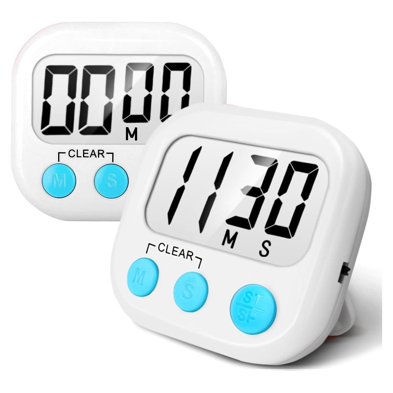 Paquete de 2 Temporizadores Digitales de Cocina AOUCE Blanco