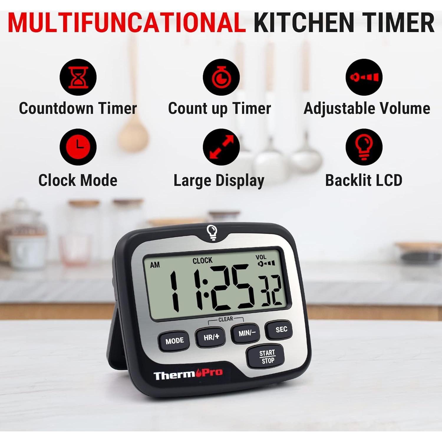 Temporizador Digital ThermoPro TM01 con Retroiluminación Táctil