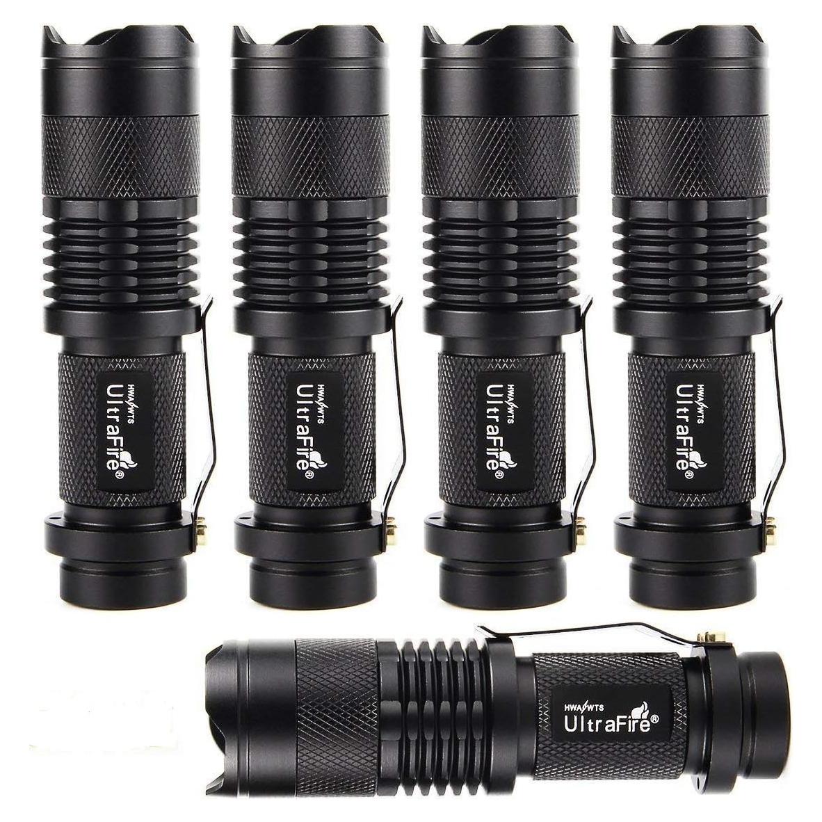 Paquete de 5 Linternas Tácticas UltraFire SK68 300 Lúmenes