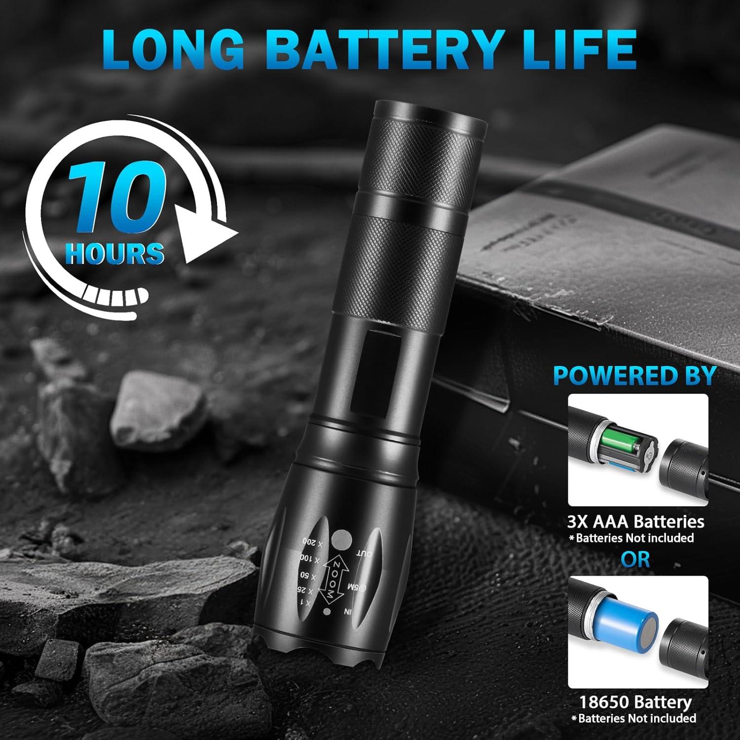 Pack 6 Linternas LED Tácticas 5 Modos Alta Potencia