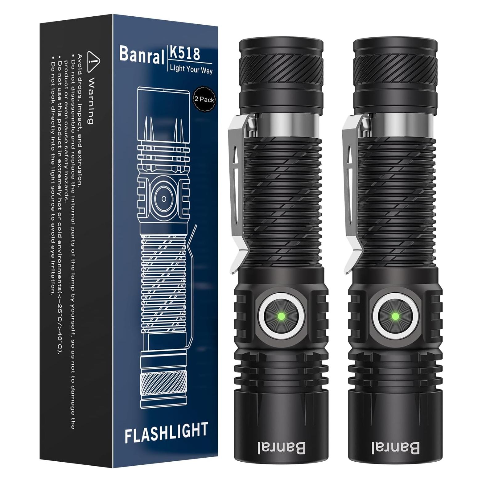 Linterna Táctica Recargable Banral K518 LED USB-C Compacta