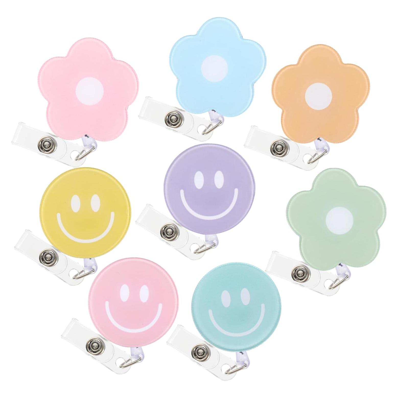 Ruedas de Insignia Retráctiles Whaline 8 Piezas Flor y Sonrisa