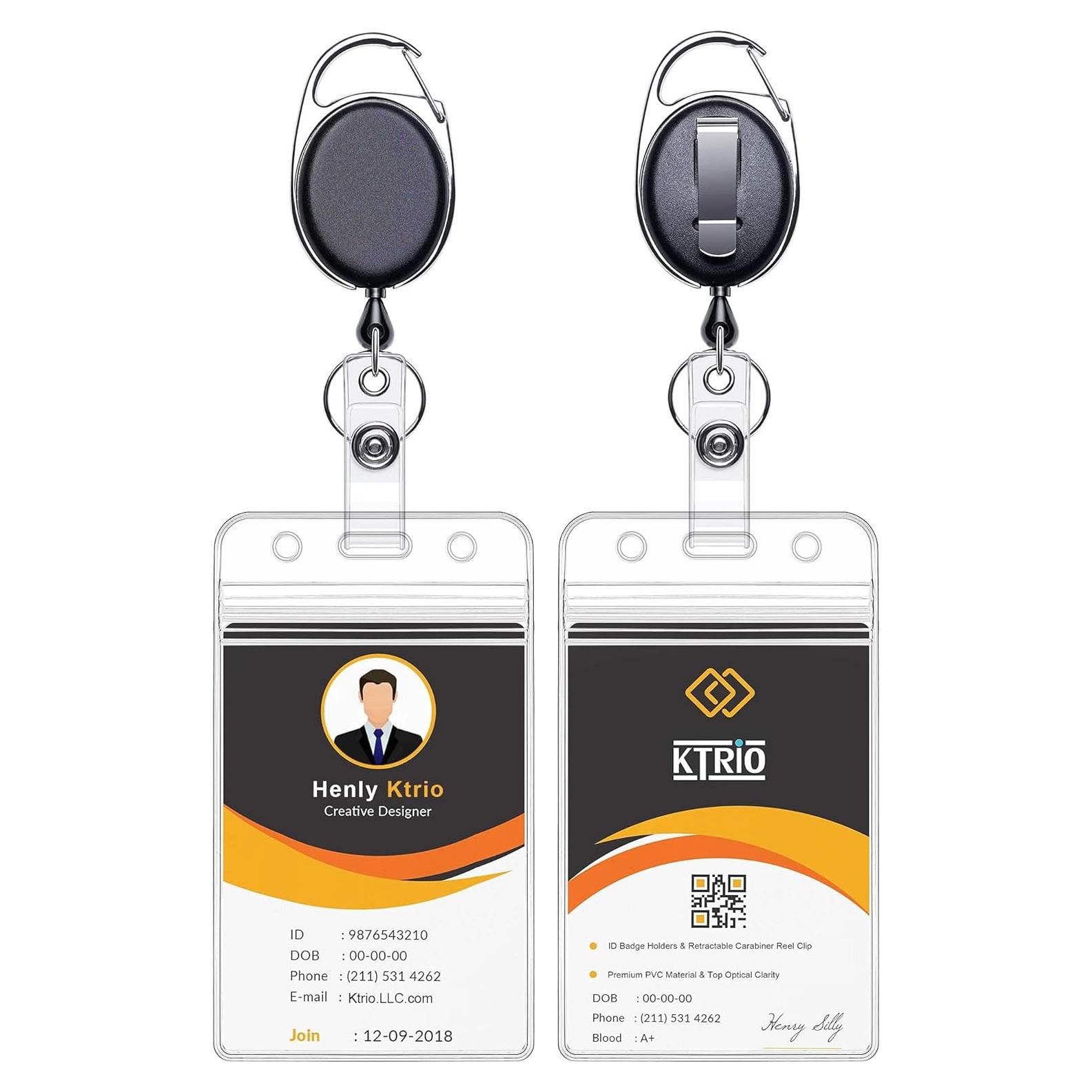 KTRIO Sujetadores de Insignias Retráctiles Verticales - 2 Pcs