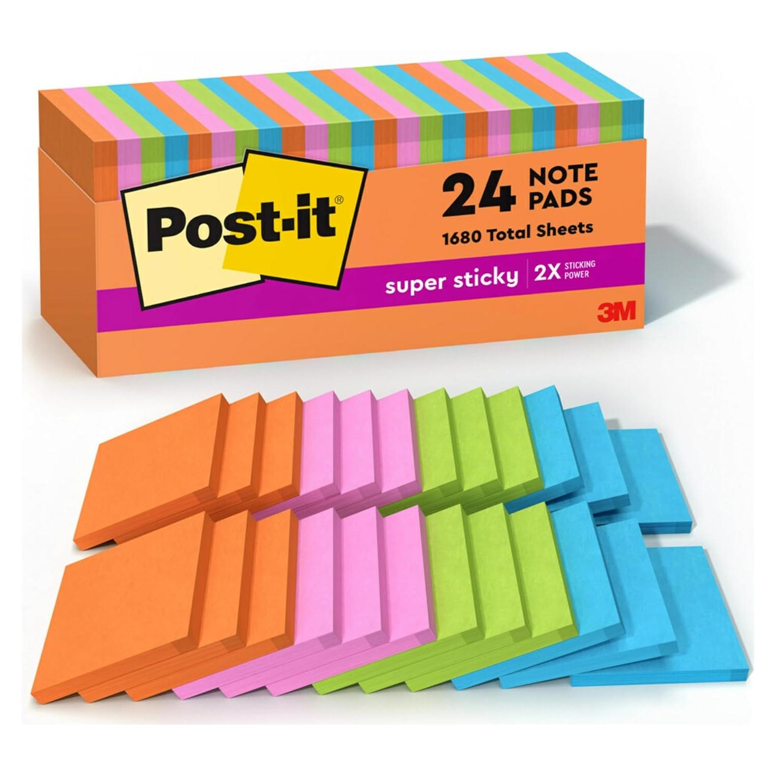 Notas Post-it Súper Adhesivas 24 Blocs 7.62x7.62cm Energía Impulso