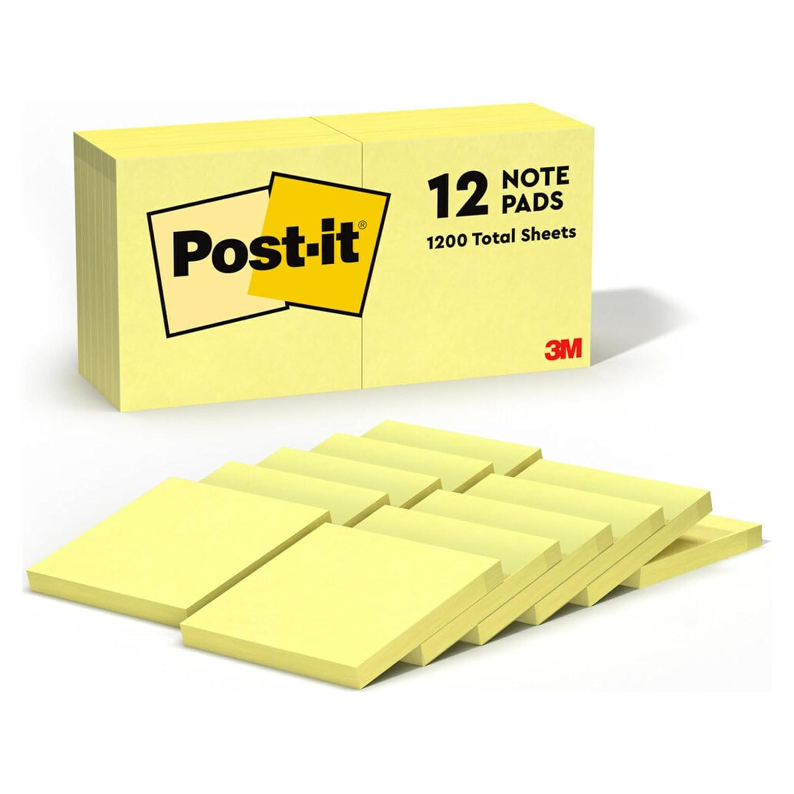 Notas Adhesivas Post-it Amarillo Canario 7.62x7.62 cm 12 Blocs