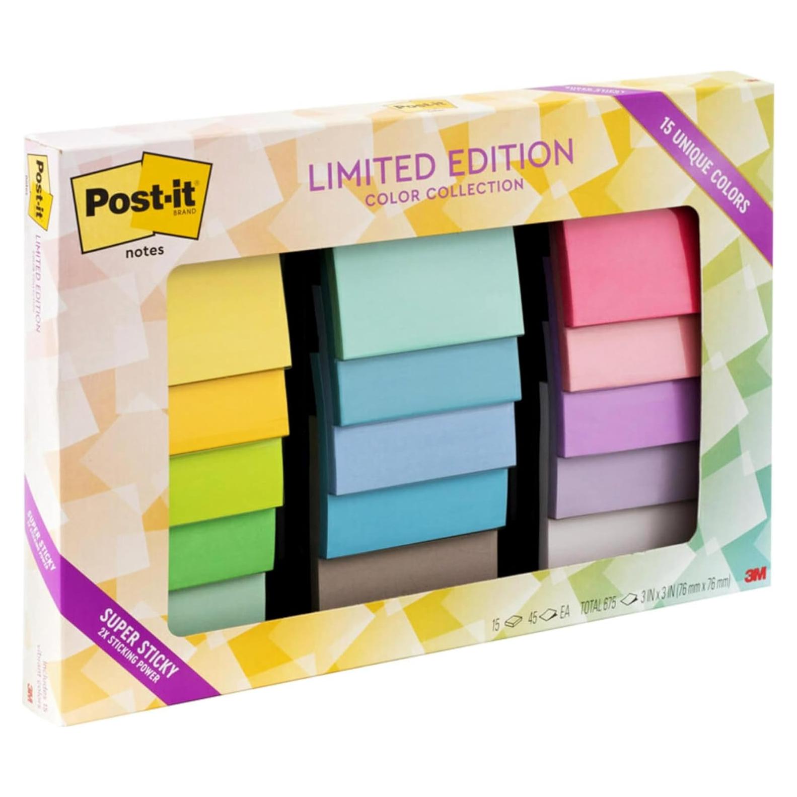 Notas Post-it Super Sticky 7.6x7.6cm Colores Surtidos 15 Bloc
