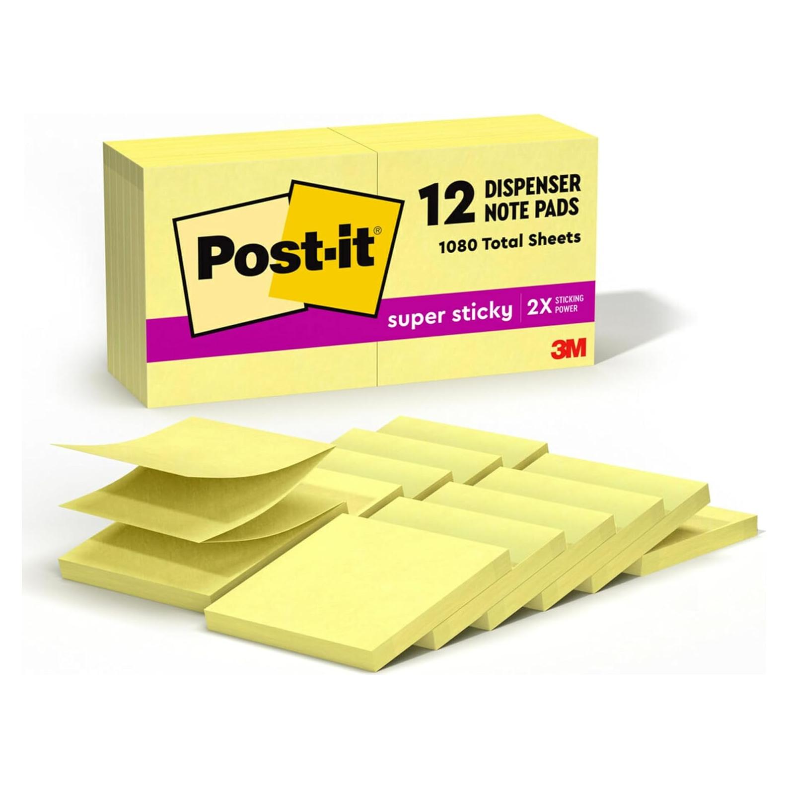 Notas Adhesivas Super Sticky Post-it Amarillo 7.6x7.6 cm 12 Blocs