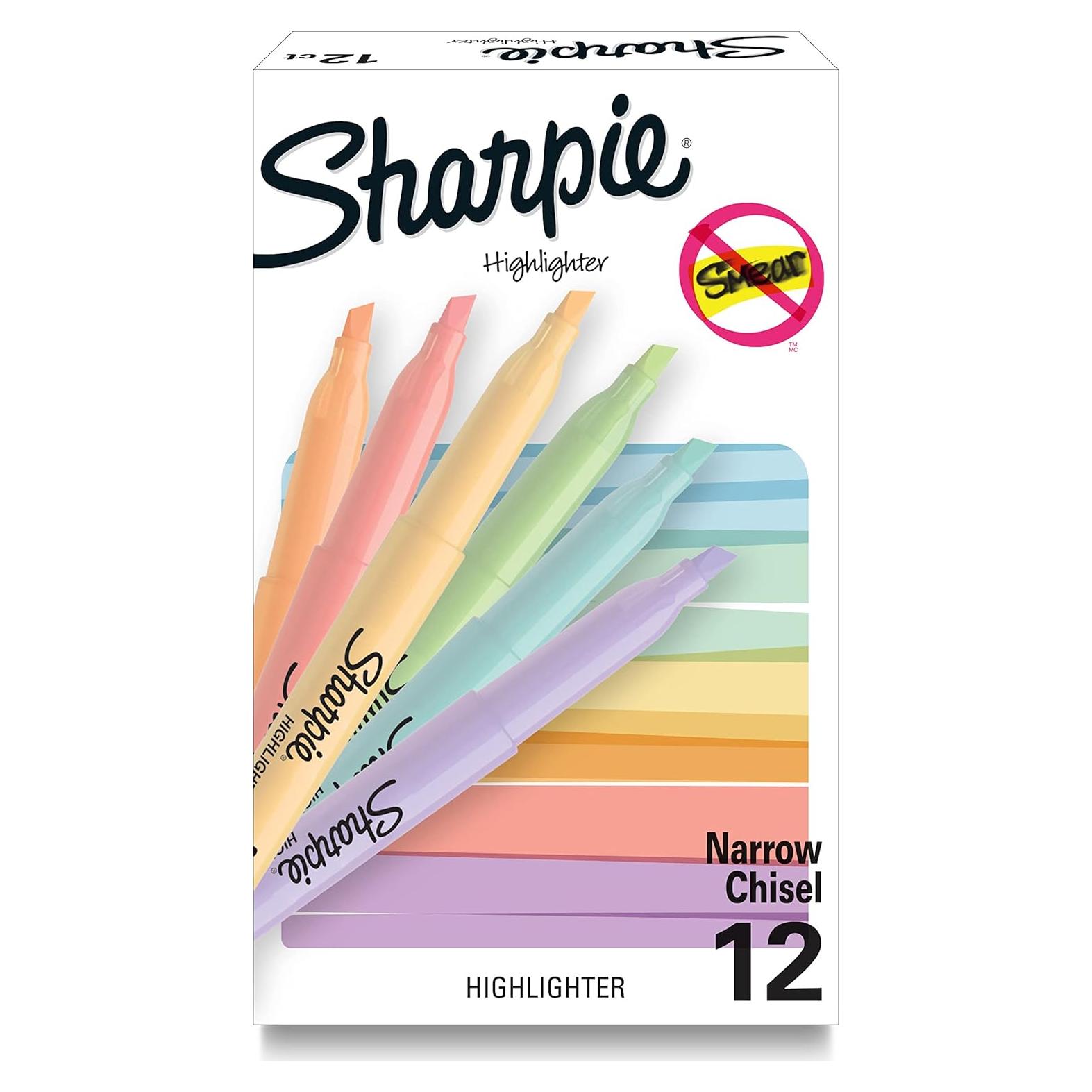 Marcadores de Resaltador Sharpie Pastel Suaves, 12 Unidades