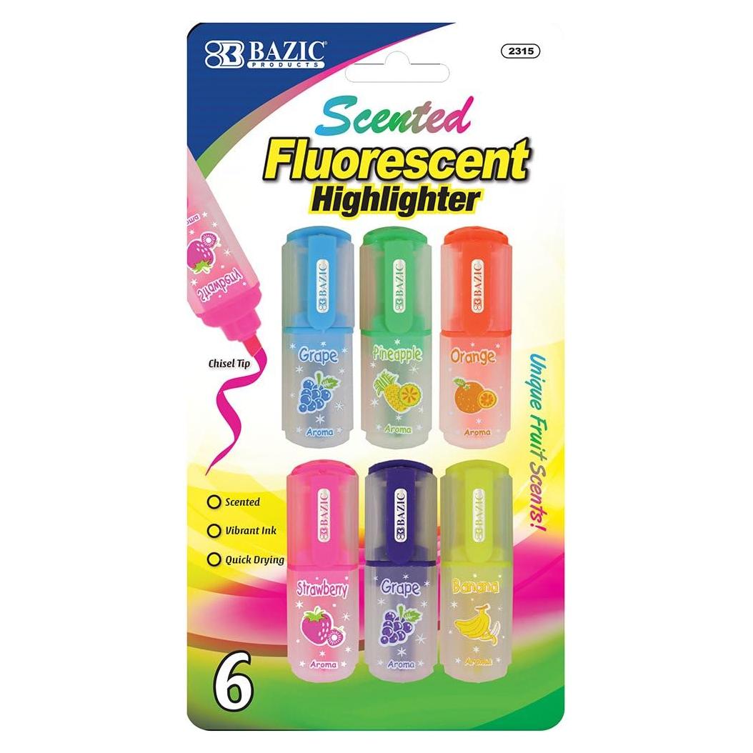 Marcadores Mini Aromatizados Frutales BAZIC - 6 Piezas