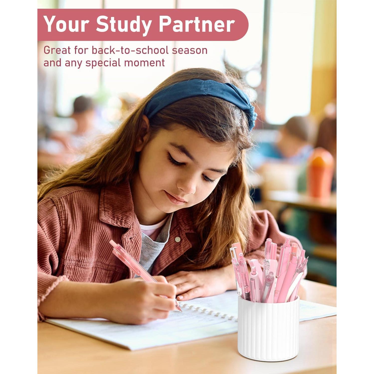 Conjunto de Bolígrafos de Gel Cuatro Caramelos 14 Piezas Rosa