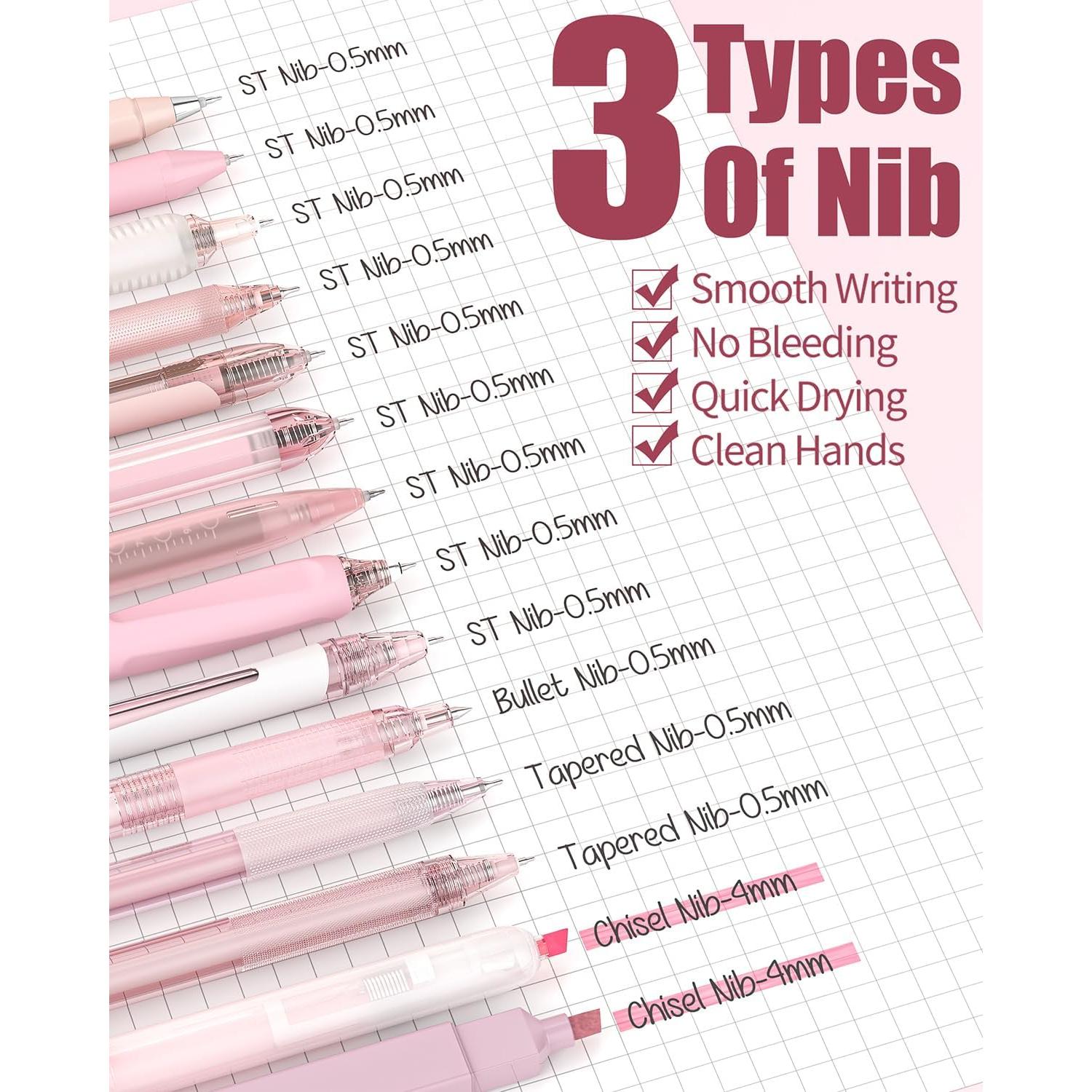 Conjunto de Bolígrafos de Gel Cuatro Caramelos 14 Piezas Rosa