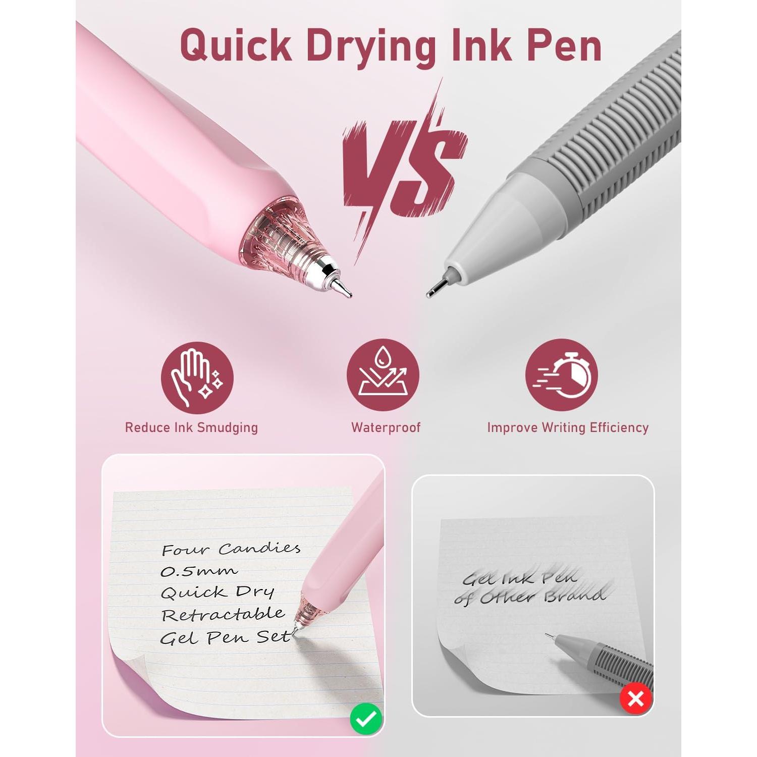 Conjunto de Bolígrafos de Gel Cuatro Caramelos 14 Piezas Rosa