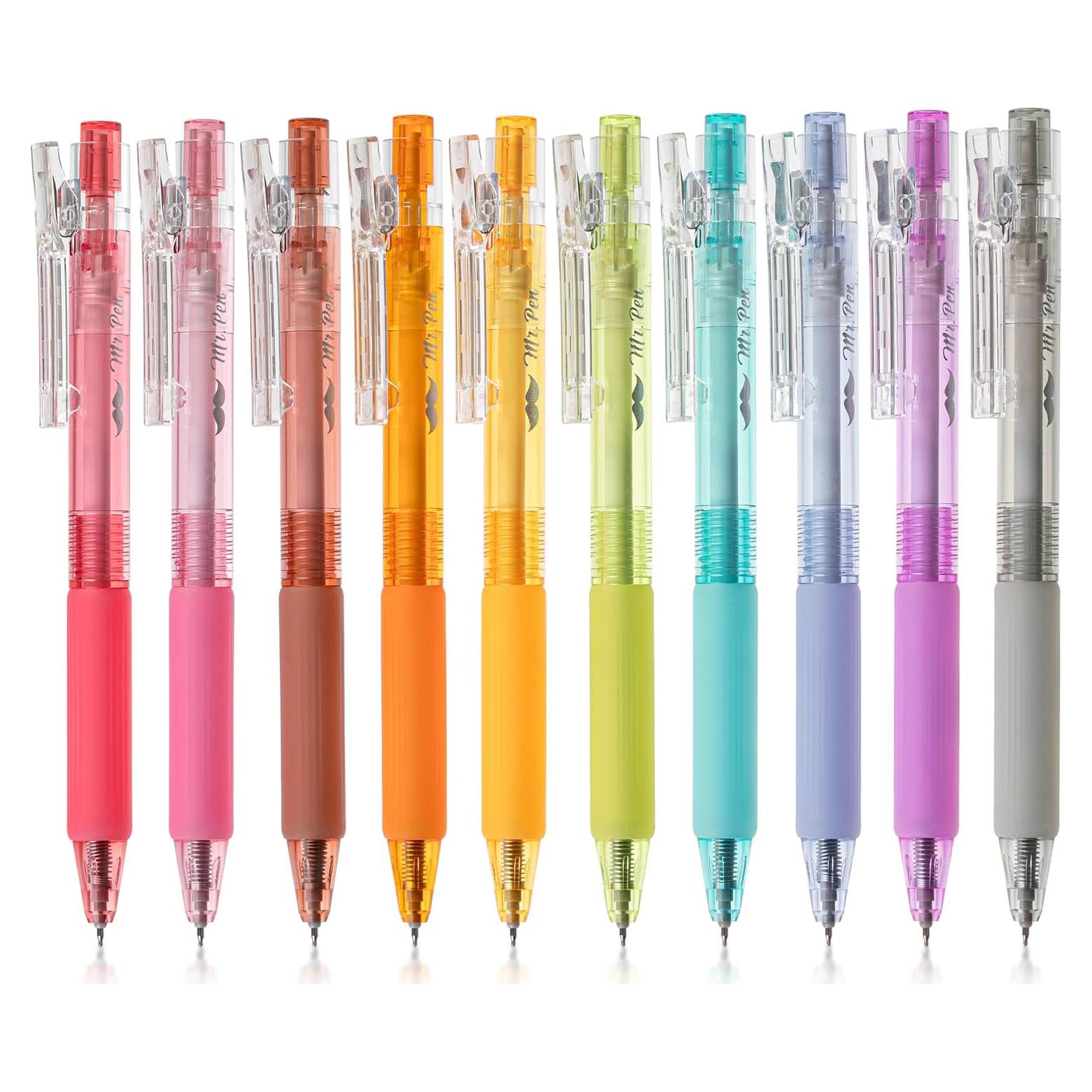 Bolígrafos de Gel Retráctiles Mr. Pen, 10 Colores Caramelo, 0.5mm