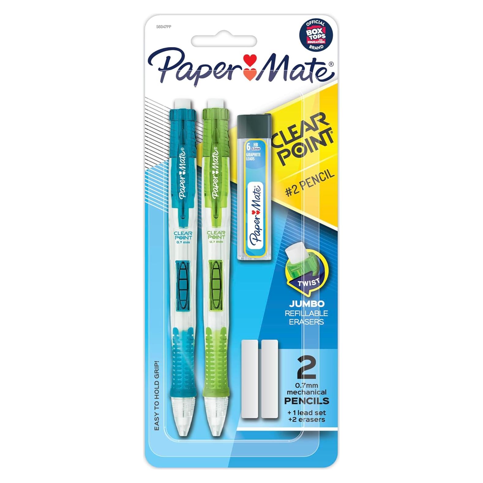 Lápices Mecánicos Paper Mate Clearpoint 0.7mm HB - 2 Piezas
