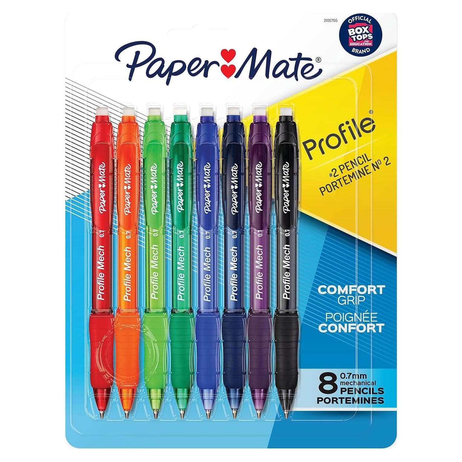 Lápiz Mecánico Paper Mate Profile 0.7mm HB #2 - 8 Unidades